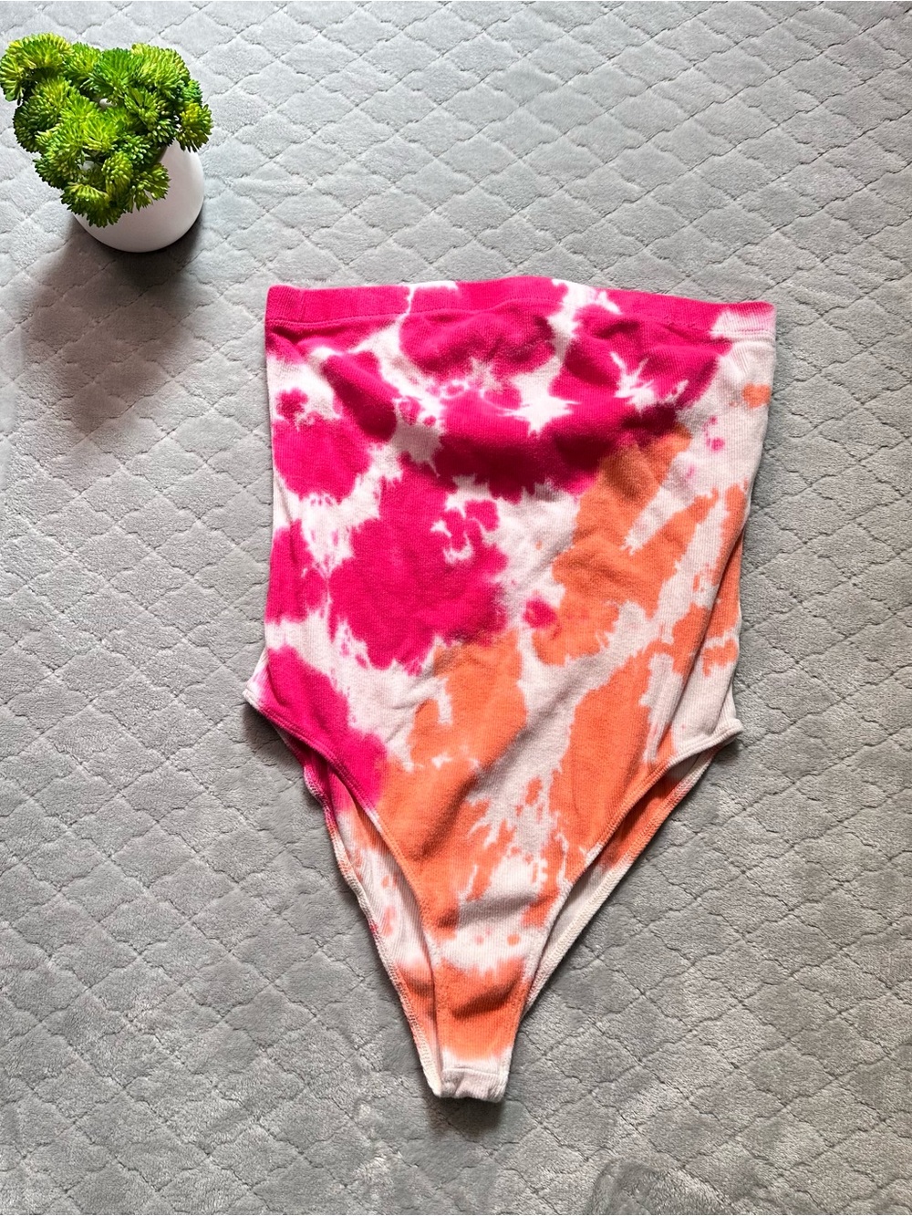 🌺 Y2K Festival Tie Dye High Rise Thong Bodysuit Urban Nation sz L